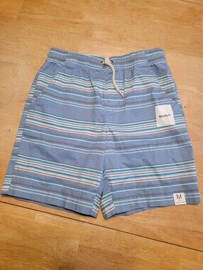 Boy's Sonoma Blue Striped Stretch Twill Pull-on  Drawstring Shorts, Medium